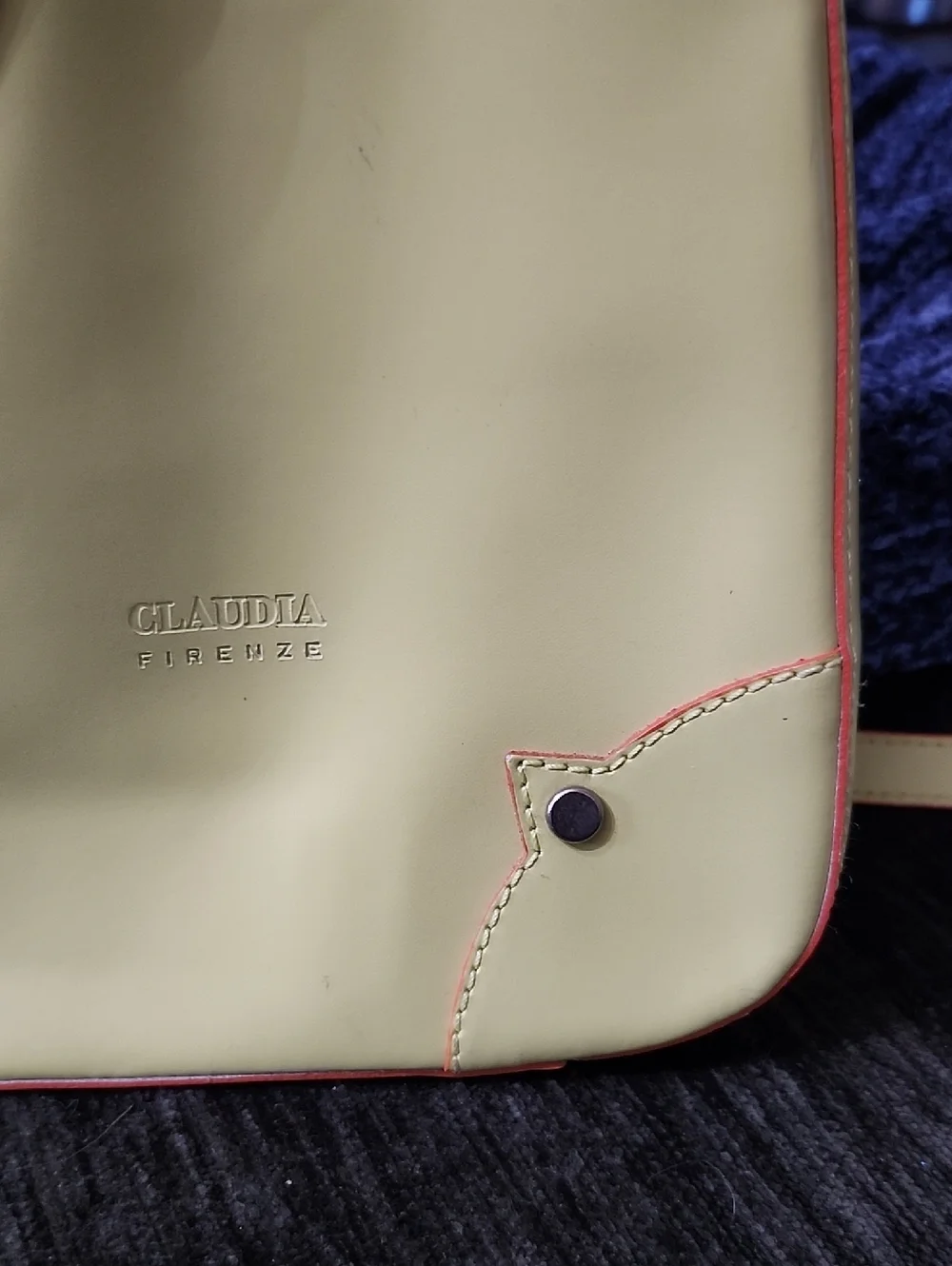 Claudia Firenze Yellow Bamboo-Handle Shoulder Bag Made In Italy Leather Euc